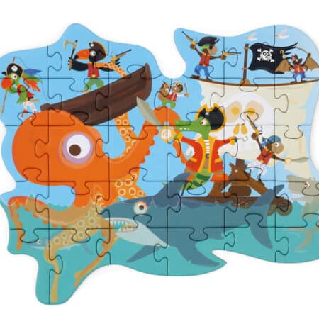 Scratch - Compact Puzzel 29pcs: CONTOUR PUZZEL/PIRAAT 30x21cm, in ronde doos 16x16x4cm, 3+