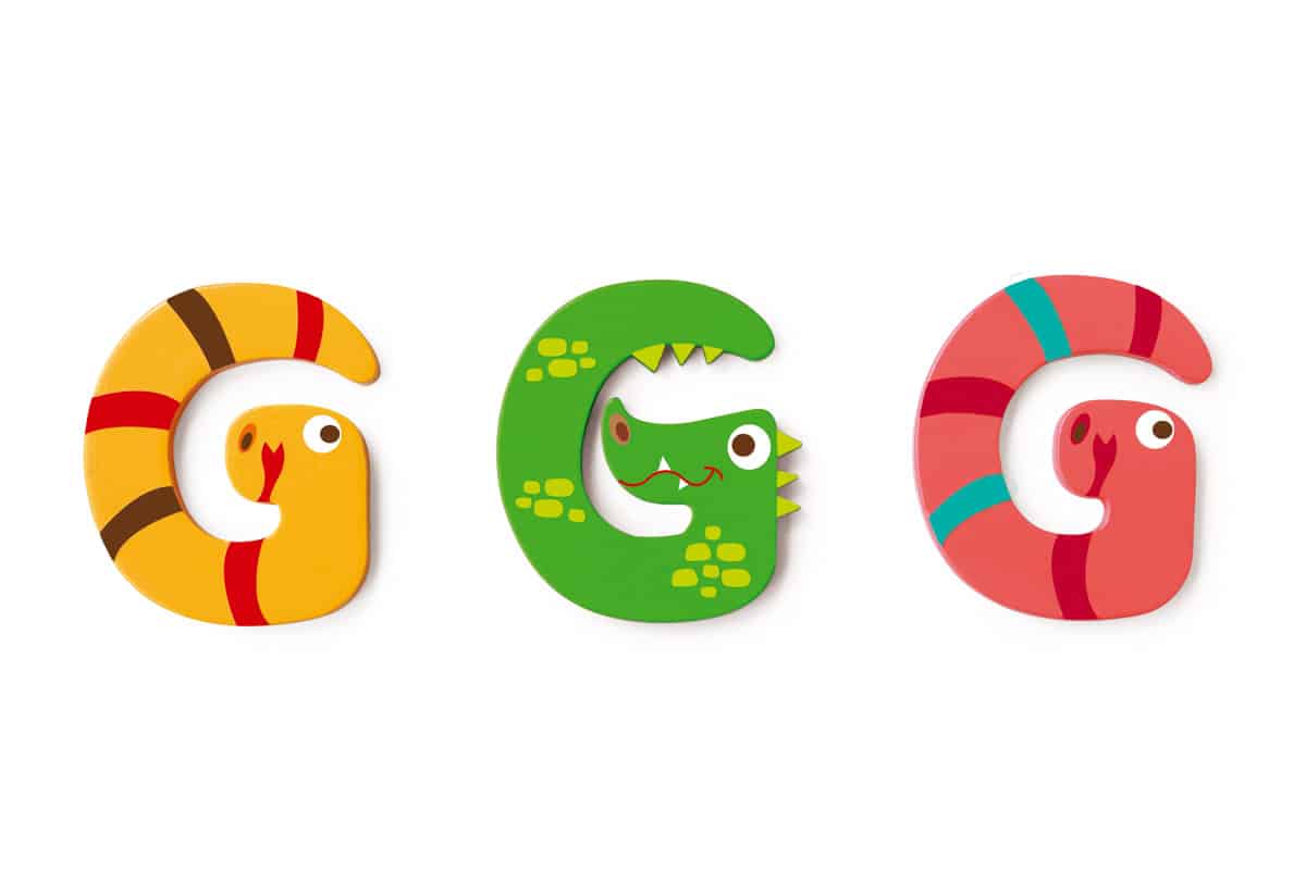 Scratch - Houten Letter: LETTER 'G', 3 modellen gemengd, 3 zelfklevende stickers inbegrepen, op kaart