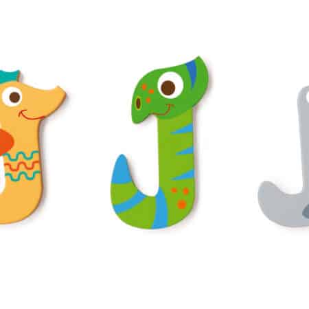 Scratch - Houten Letter: LETTER 'J', 3 modellen gemengd, 3 zelfklevende stickers inbegrepen, op kaart