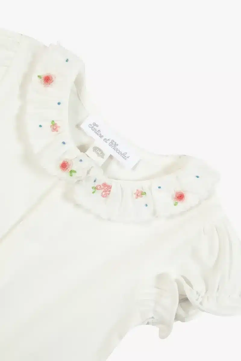 Tartine Et Chocolat - Body Ecru bloemenkraag met ruches