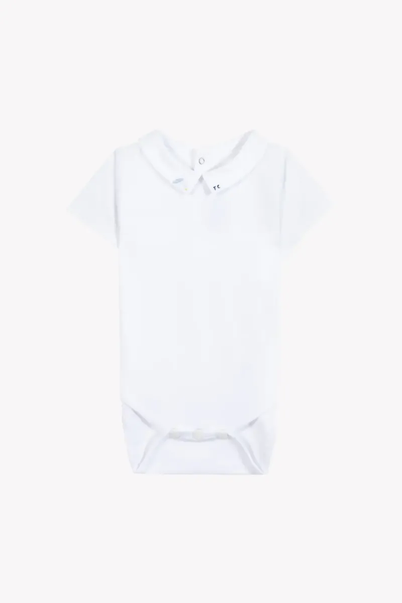 Tartine Et Chocolat - Body wit met surf borduring op puntkraag