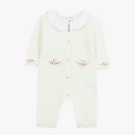 Tartine Et Chocolat - Jumpsuit gebreid ecru met bloemenprint