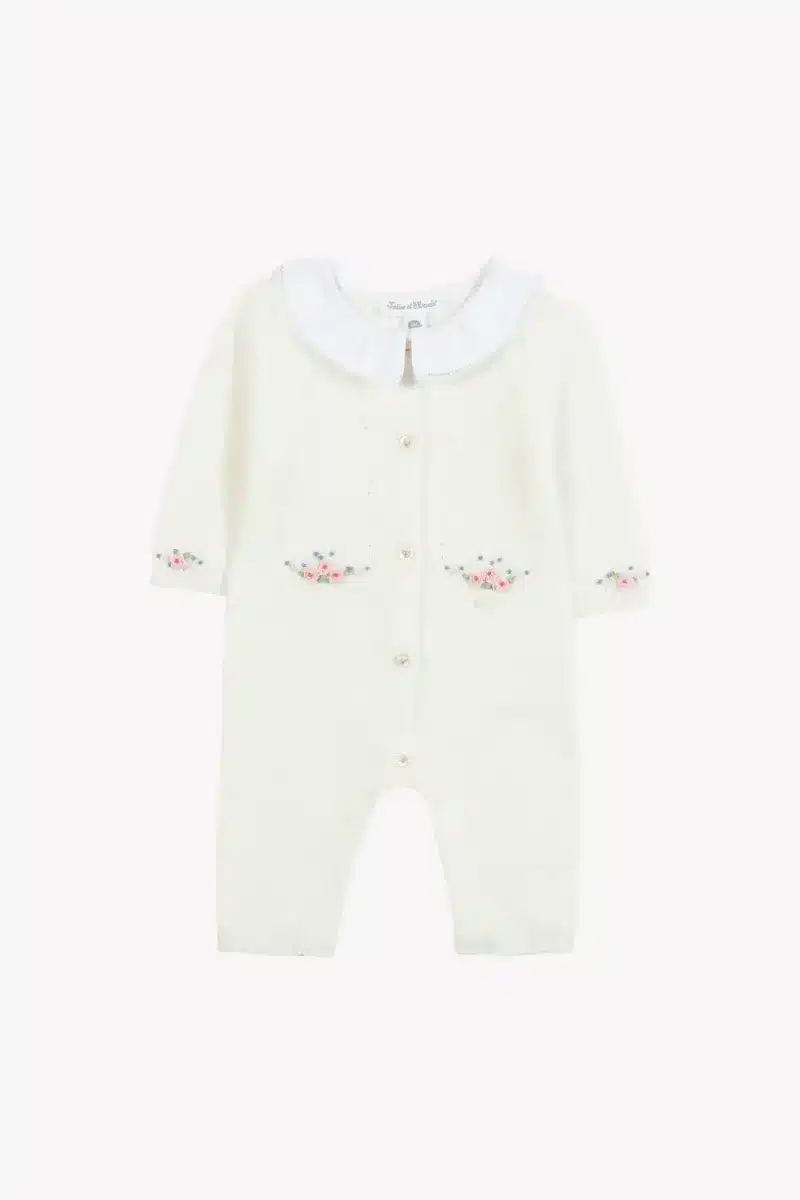 Tartine Et Chocolat - Jumpsuit gebreid ecru met bloemenprint