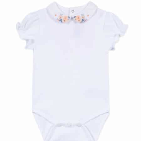 Tartine et Chocolat - Body kraag geborduurde bloemen - wit/blauw