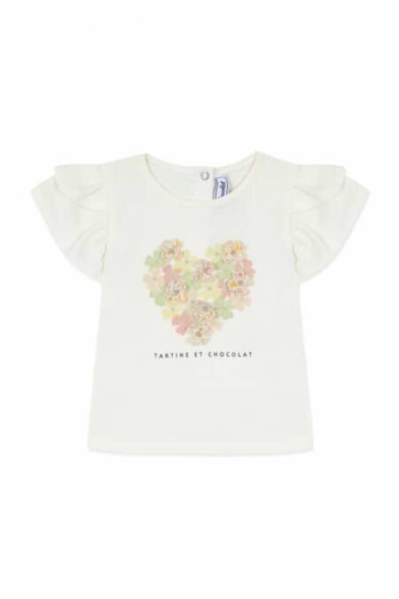 Tartine et Chocolat - T-shirt korte mouwen - flowers hartje - wit