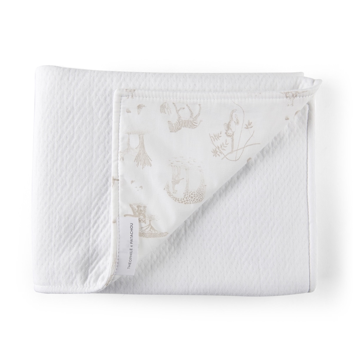 Theophile & Patachou - Doopdeken 100x135cm - Gewafeld Wit/Camel Safari