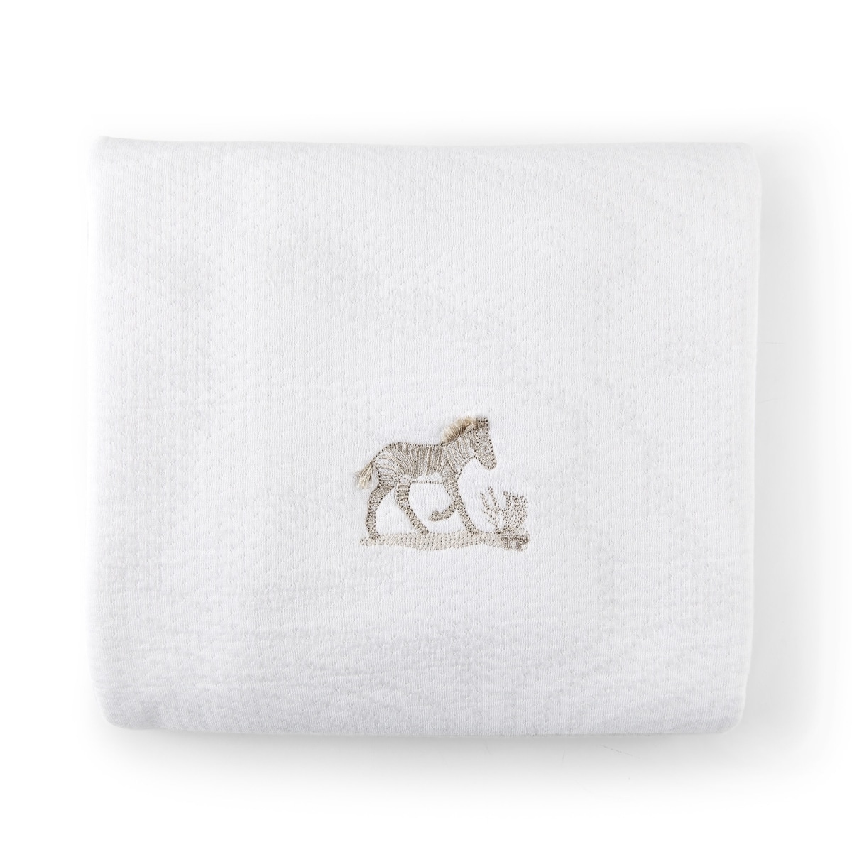 Theophile & Patachou - Doopdeken 100x135cm - Gewafeld Wit/Camel Safari