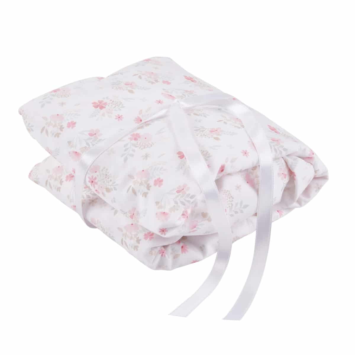 Theophile & Patachou - Hoeslaken bed - Bedrukt - 70x140cm Roze bloemen
