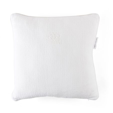 Theophile & Patachou - Kussen geborduurd -gewafeld Wit