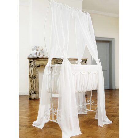 Theophile & Patachou - Smeedijzeren wieg - Dubbele hemel linnen Wit