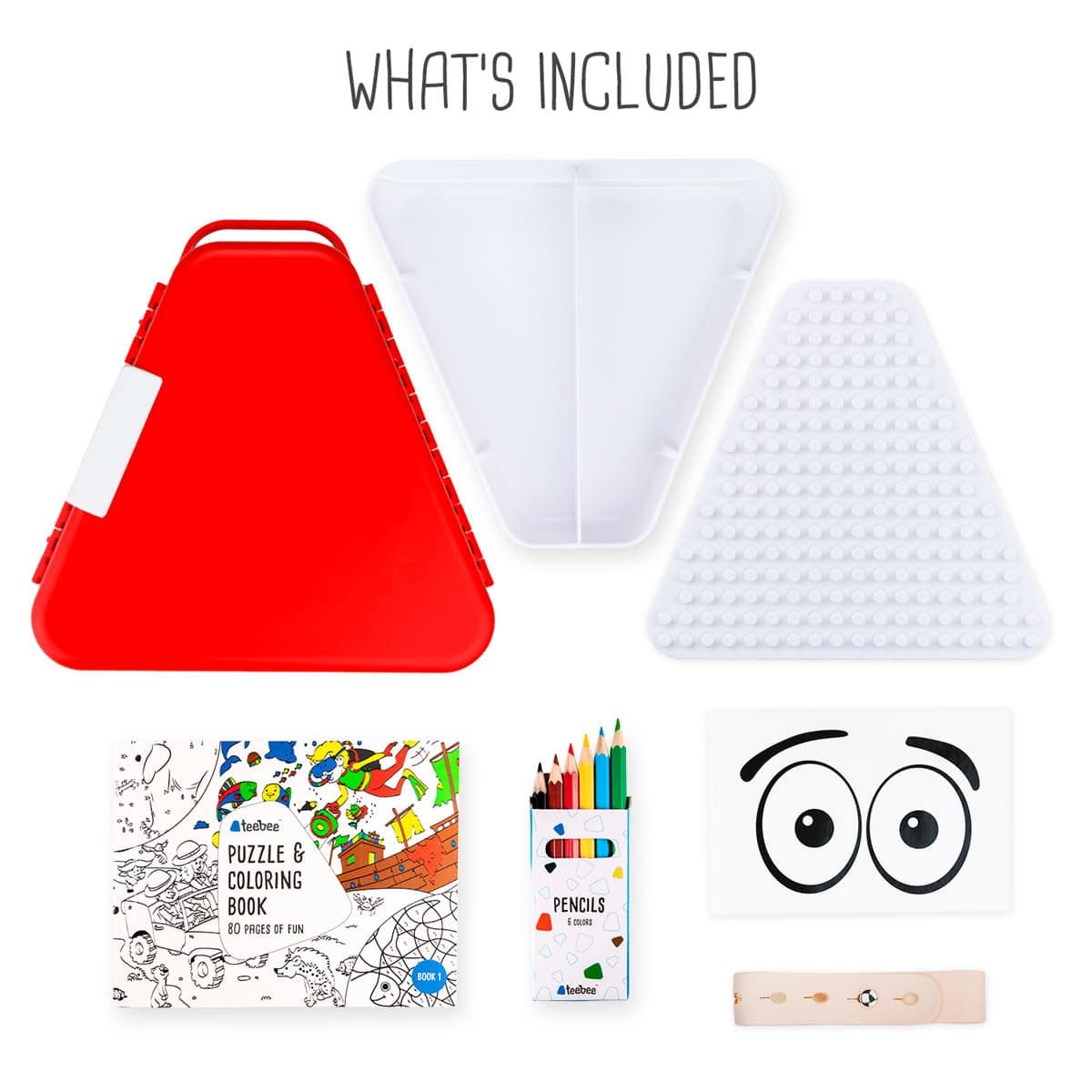 Trunki - TEEBEE Trunki Rood - Kids Travel Toy Box, bevat een leuk activiteitenboekje, kleurpotloden en stickers, in doos 15,5x18x18cm,Â 3+