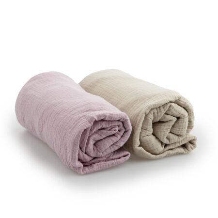 Yunioo - Crib Sheet set - Cream / Mauve