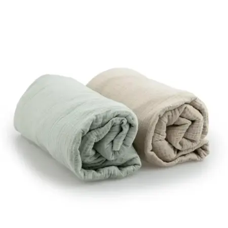 Yunioo - Crib Sheet set - Cream / Sage