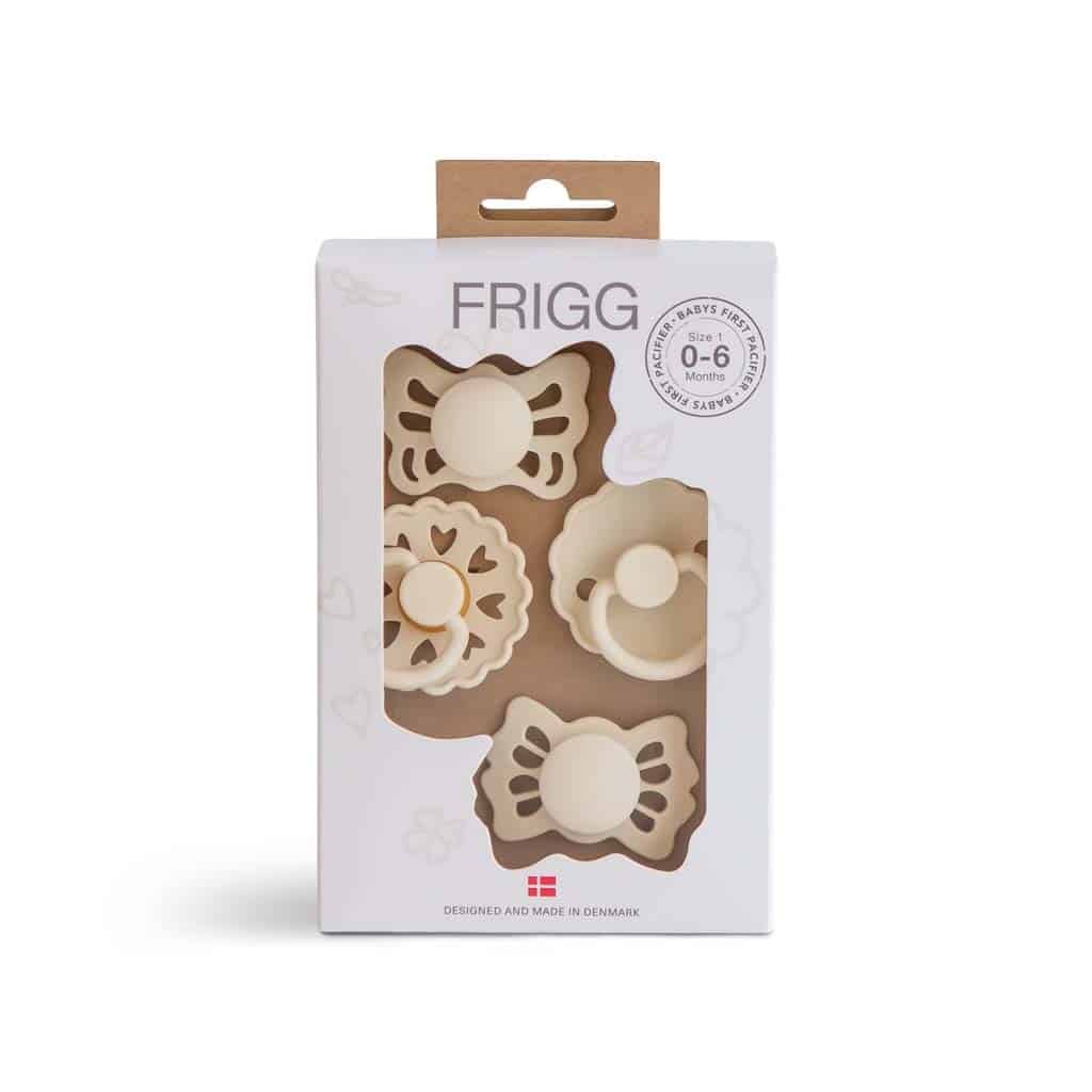 Frigg - Baby’s First Pacifier Pack - T1 Cream/Floral Heart