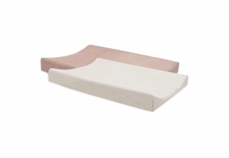 Jollein - Aankleedkussenhoes Badstof 50x70cm - Wild Rose/Ivory - 2 Stuks