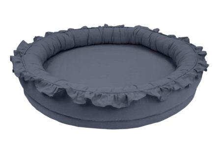 Cotton & Sweet - Linen Junior nest with ruffles - Graphit