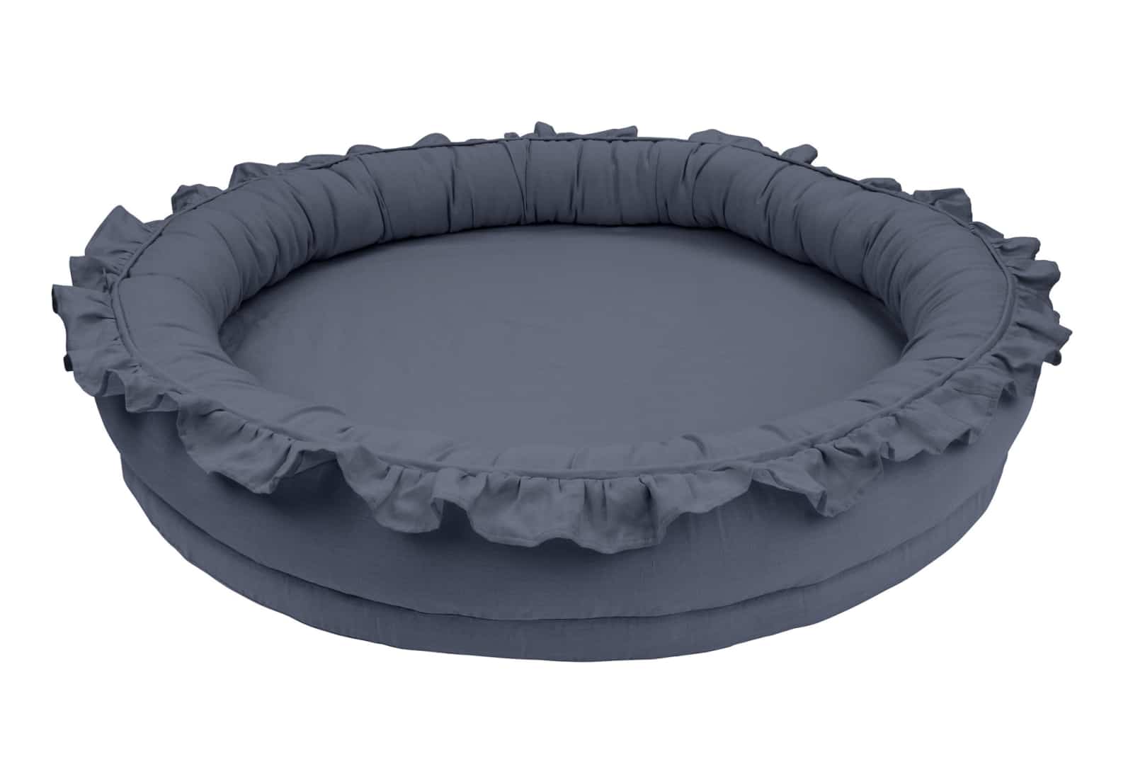Cotton & Sweet - Linen Junior nest with ruffles - Graphit