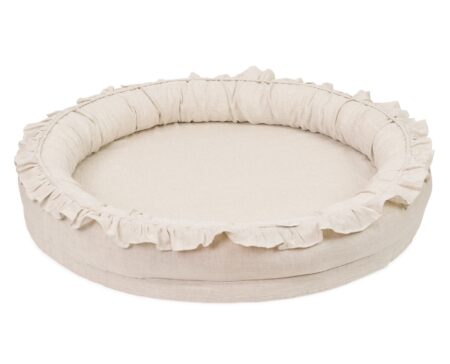 Cotton & Sweet - Linen Junior nest with ruffles - Natural