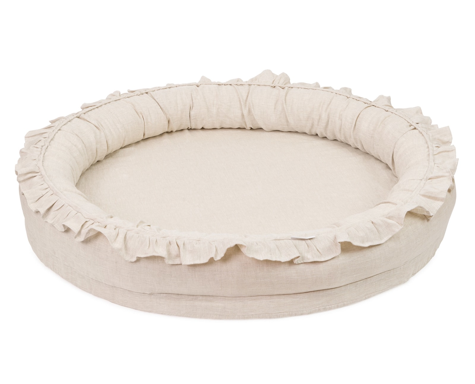 Cotton & Sweet - Linen Junior nest with ruffles - Natural