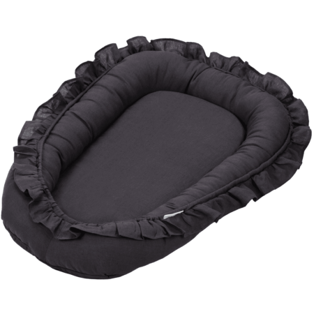 Cotton & Sweets - Baby nest with ruffles Pure Nature Graphit