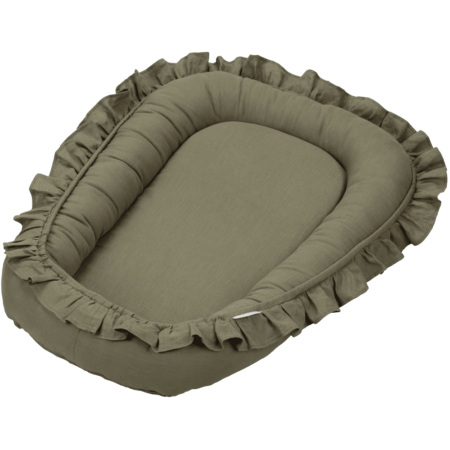 Cotton & Sweets - Baby nest with ruffles Pure Nature Olive