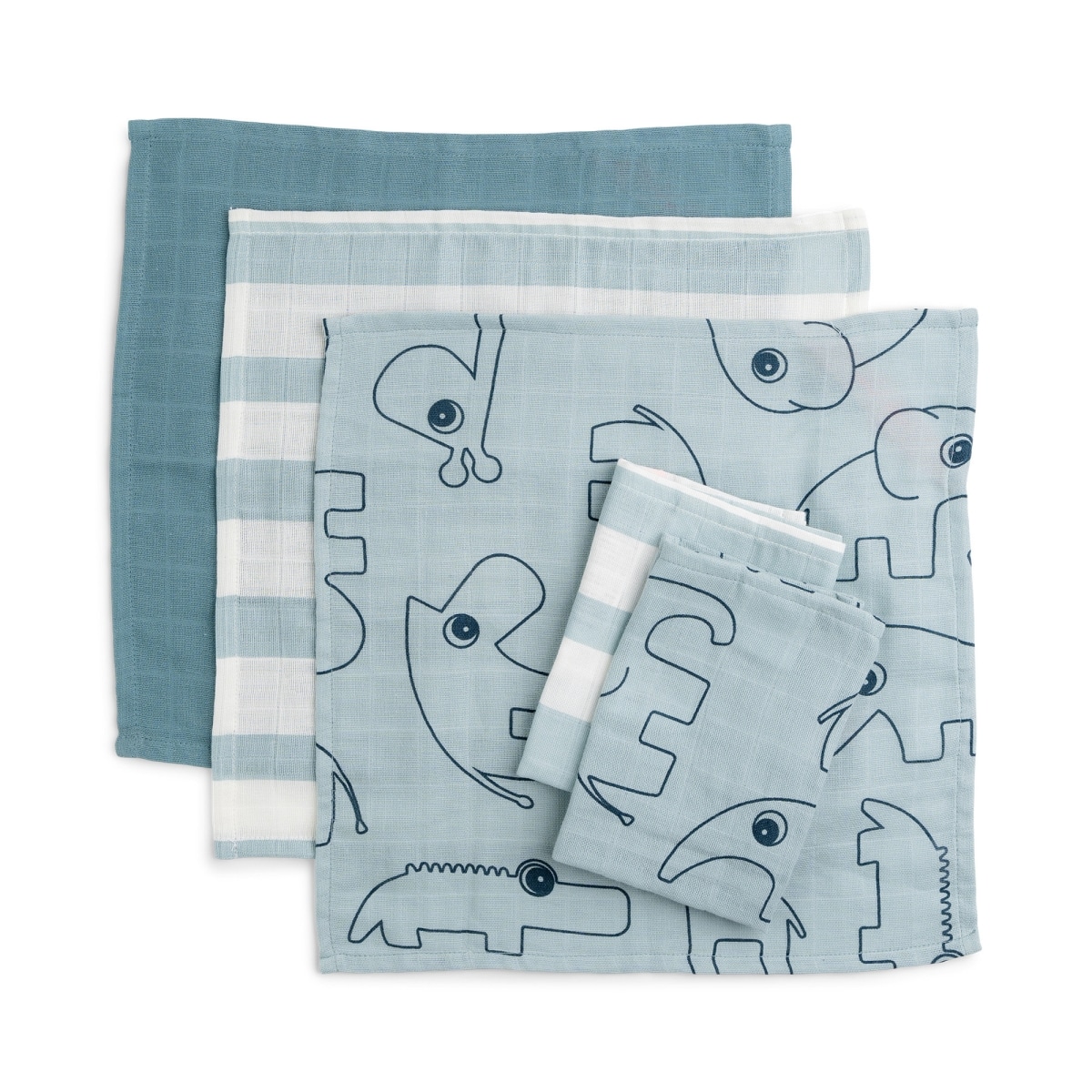 Done by Deer - Cloth wipes 5-pack GOTS Deer friends Blue