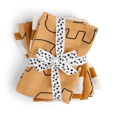 Done by Deer - Cloth wipes 5-pack GOTS Deer friends Mustard