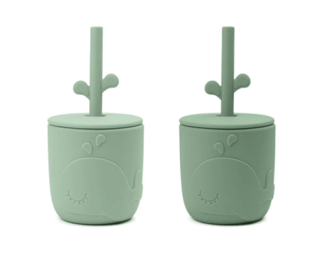 Done by Deer - Peekaboo straw cup 2-pack Wally Green