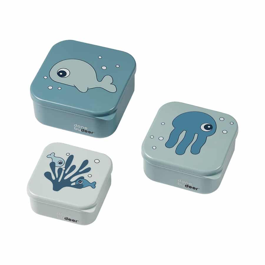 Done by Deer - Snack box set 3 pcs, Sea friends, Blue