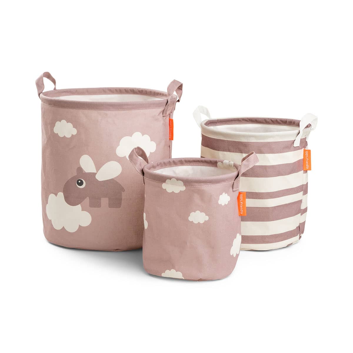 Done by Deer - Storage basket set 3 pcs Happy clouds Powder