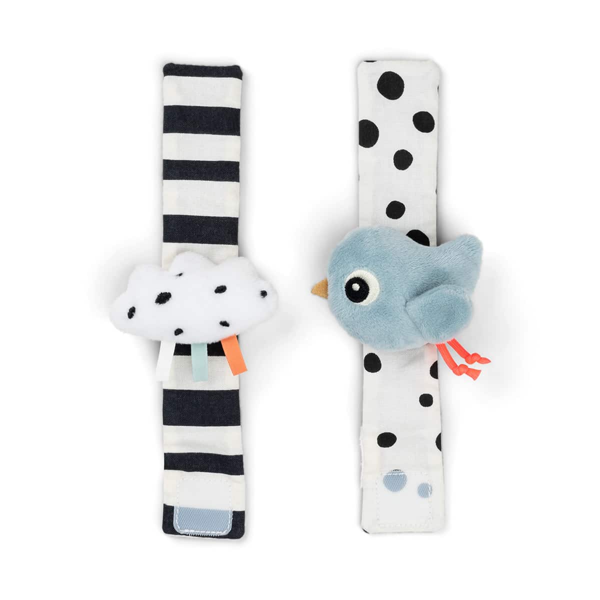 Done by Deer - Wrist rattle set 2-pack Happy clouds Blue