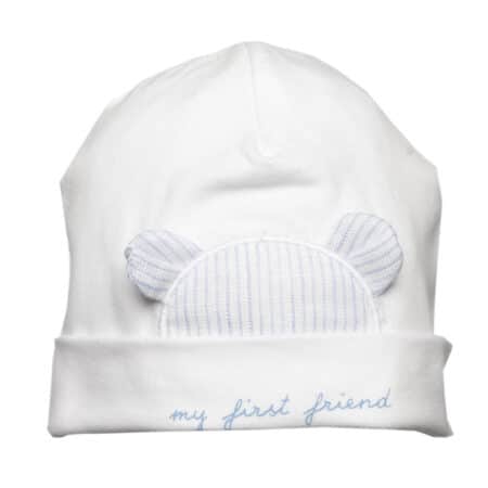 First - Muts beer streepjes - wit blauw