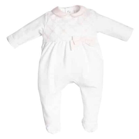 First - Rompersuit Organza signature - Roze Wit