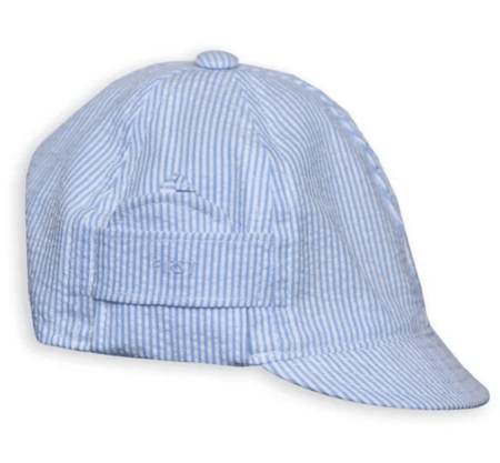 First - Striped Boys Cap - White/Blue