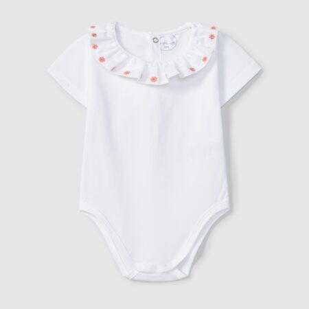 Laranjinha - Body met kraag en bloemetjes - Wit
