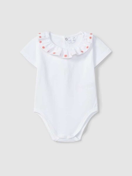 Laranjinha - Body met kraag en bloemetjes - Wit