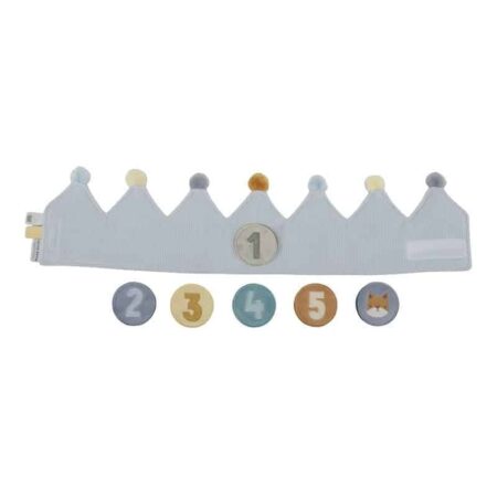 Little Dutch Toys - Verjaardagskroon met stof met cijfers blauw +1Y
