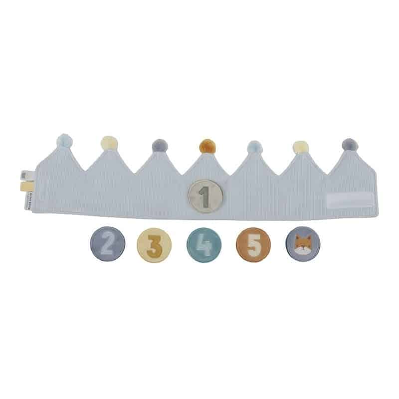 Little Dutch Toys - Verjaardagskroon met stof met cijfers blauw +1Y