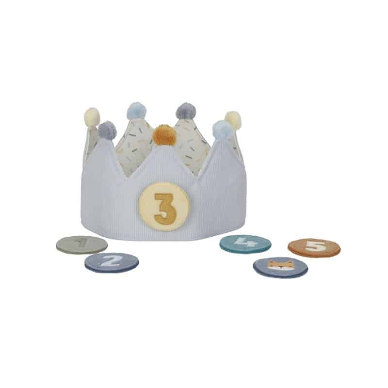 Little Dutch Toys - Verjaardagskroon met stof met cijfers blauw +1Y