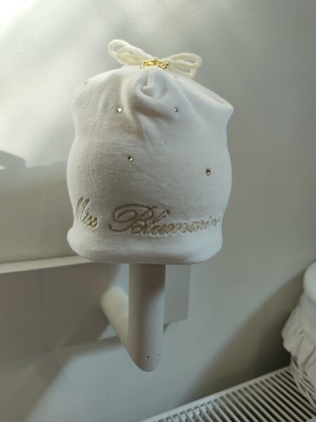 Miss Blumarine - Muts Met Gouden Strass - Ecru Velours