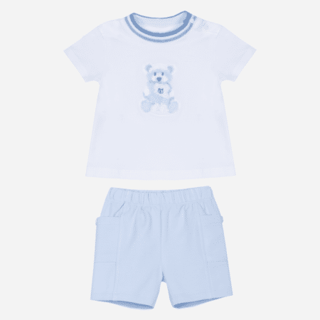 Patachou - Set tshirt en short - Wit blauw