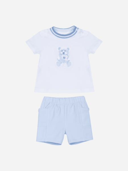 Patachou - Set tshirt en short - Wit blauw