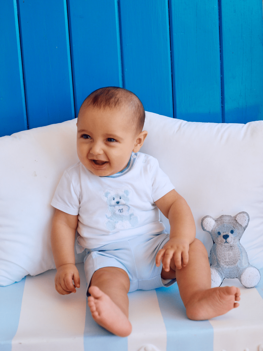 Patachou - Set tshirt en short - Wit blauw