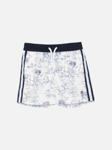 Patachou - Zwemshort met print - Blauw Wit