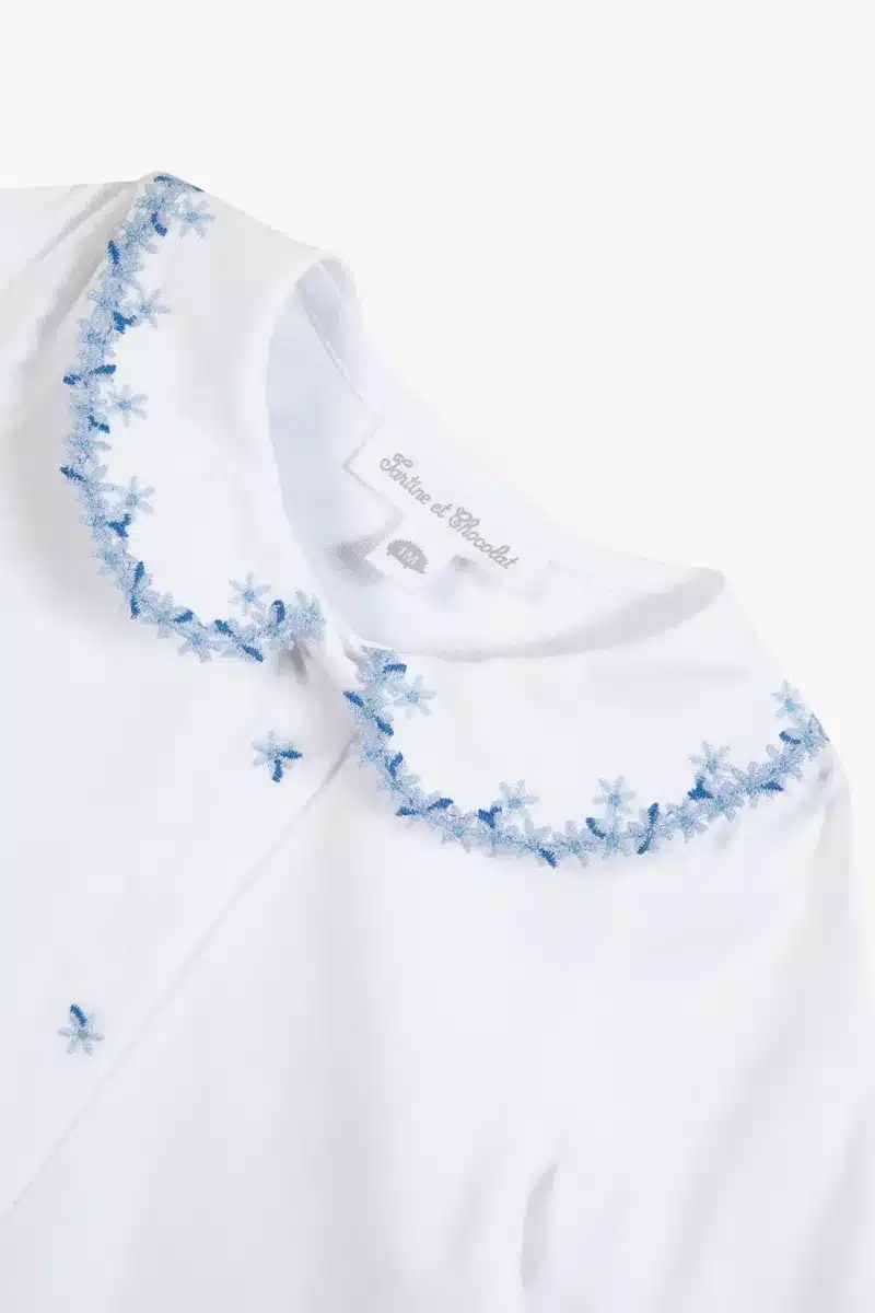 Tartine Et Chocolat - Pyjama met borduursel - Wit blauw