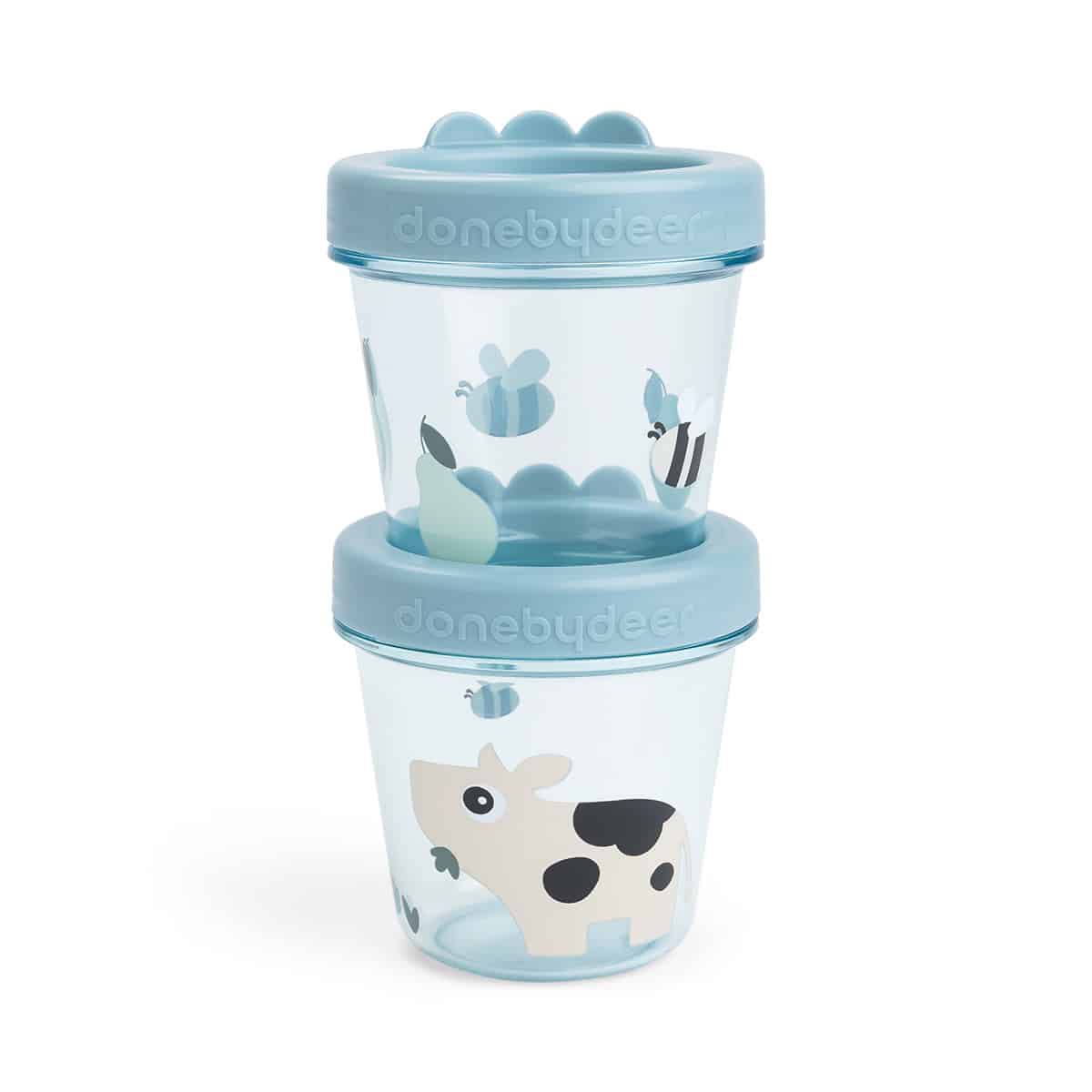 Done by Deer - Baby food container 2-pack Tiny farm Blue