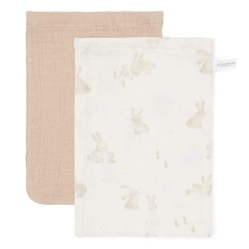Little Dutch - Washandjes set hydrofiel Baby Bunny / Beige