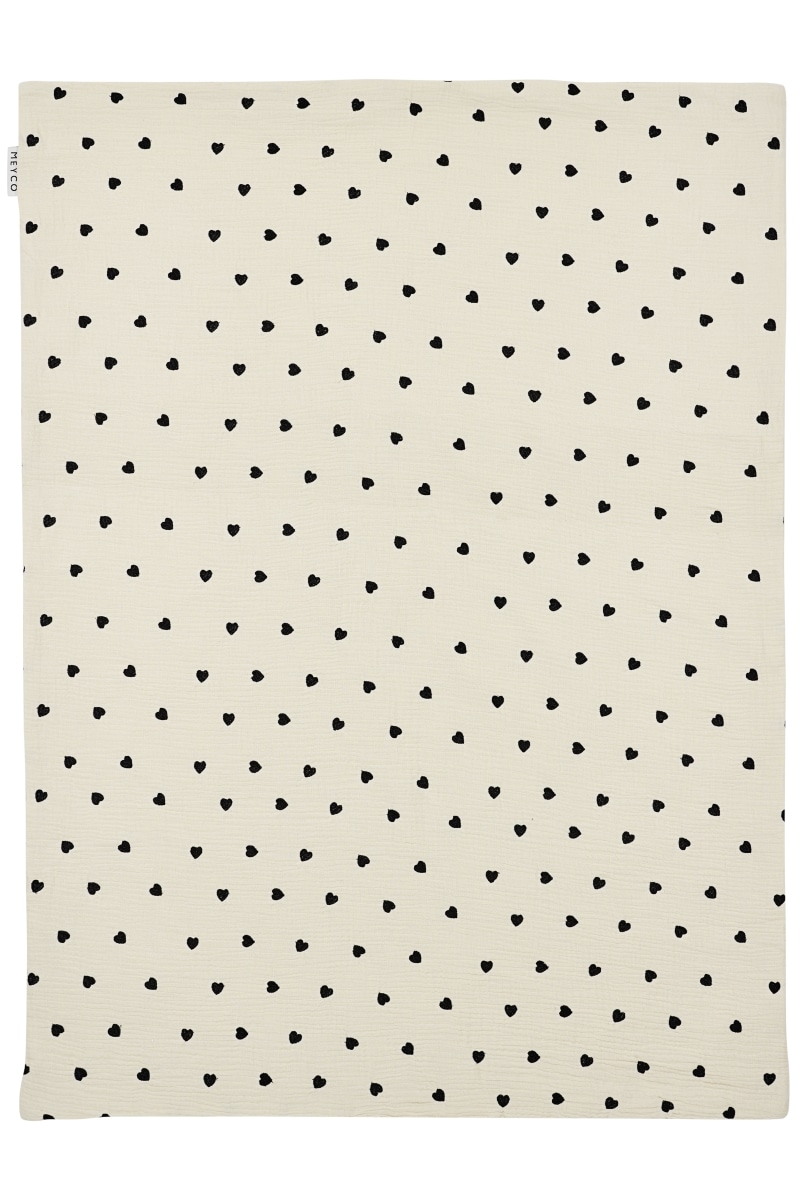 Meyco - Deken borduur pre-washed hydrofiel met badstof Sweet Heart Soft sand 100x150cm