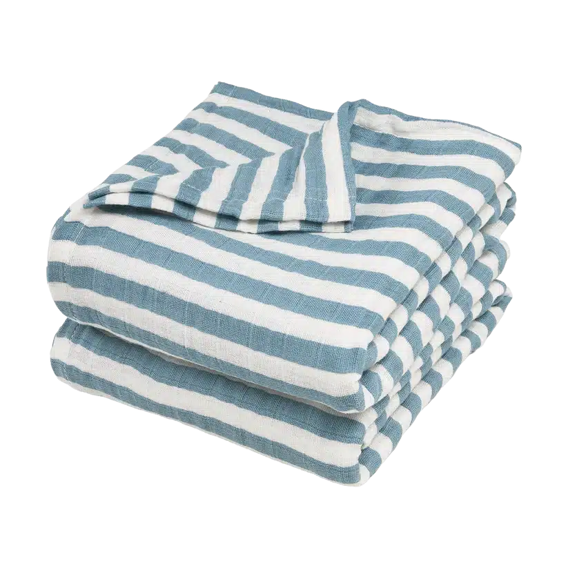 Meyco - Hydrofiele doeken pre-washed Fat Stripe Jeans Blue 120x120cm - 2-Pack