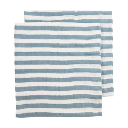 Meyco - Hydrofiele doeken pre-washed Fat Stripe Jeans Blue 70x70cm - 2-Pack